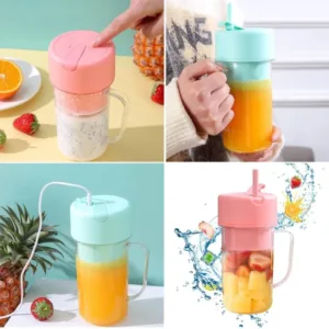 portable fruit juicer with straw 6 blade rechargeable blender juicer with full cup 500ml 648727 NOMAN MALL